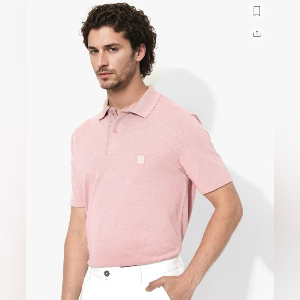 RARE RABBIT LUXURY EDITION MELANGE COTTON POLO GAMOR DUSKY PINK SIZE MEDIUM LOGO